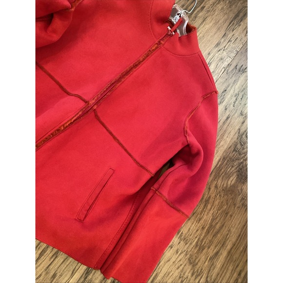 Vintage Emma James Red Faux Shearling Zip‎ Jacket Womens M 90s Retro - Picture 5 of 5